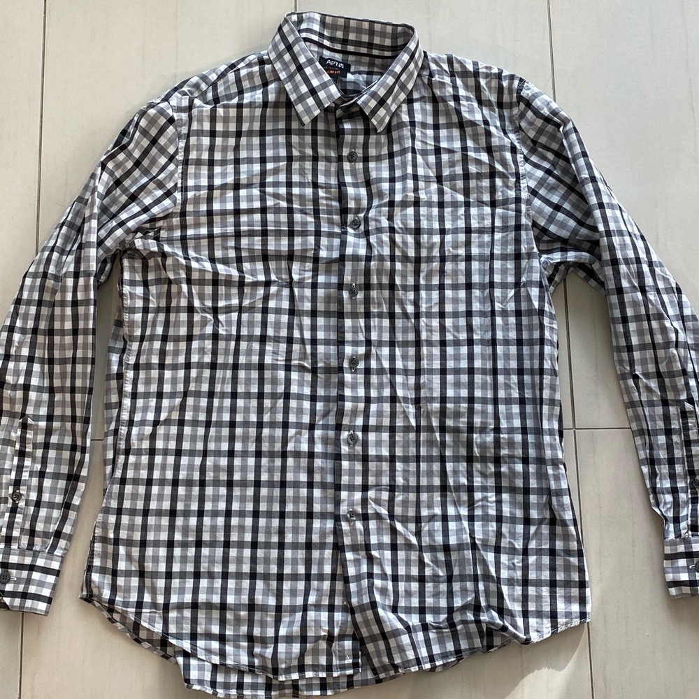 Black, grey, white button down